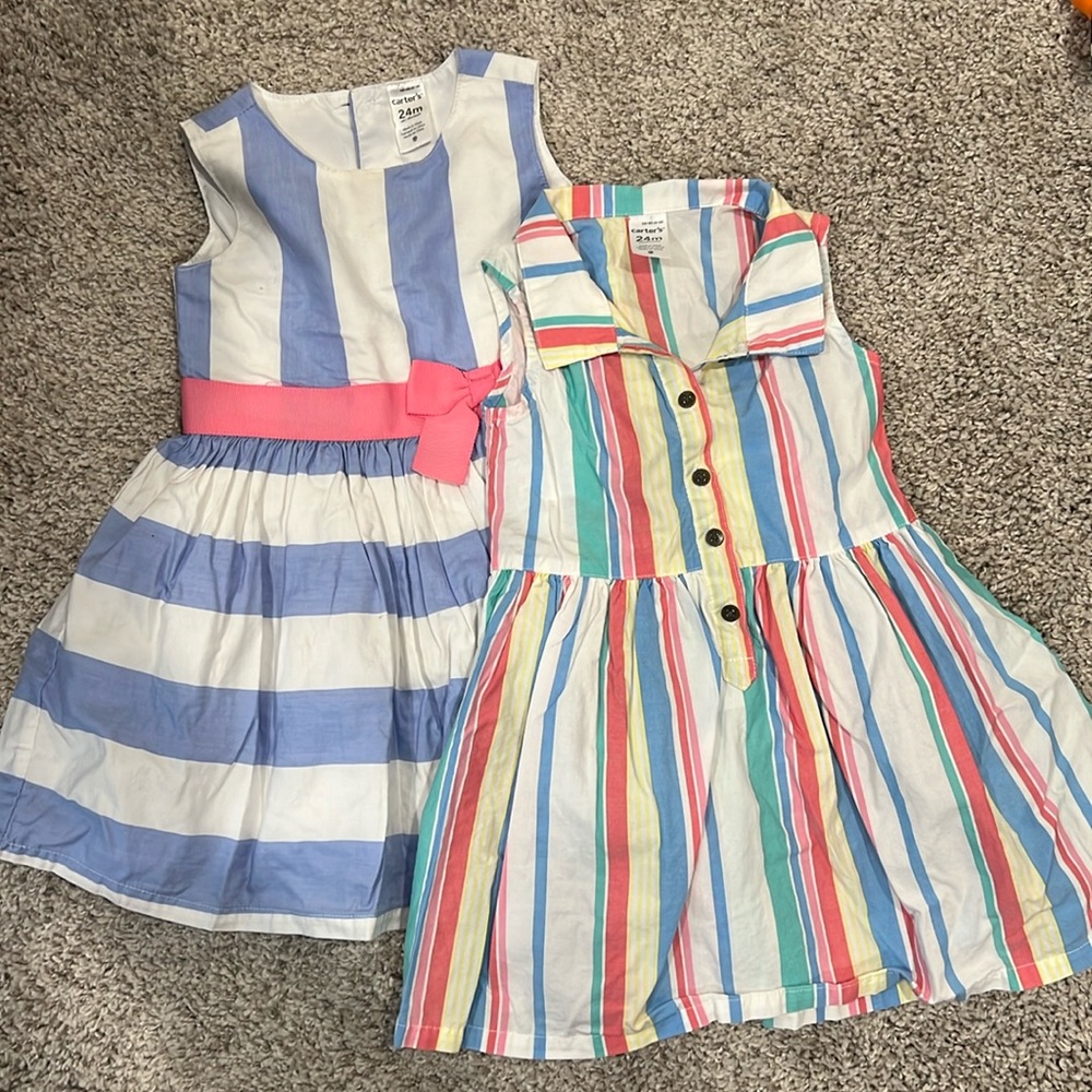 2 Carter’s striped toddler dresses - Size 24 months